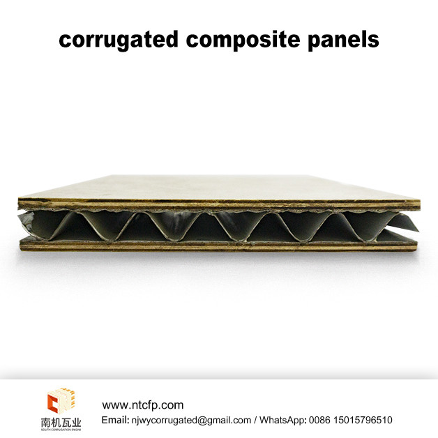Corrugated wood finish aluminum core composite panel